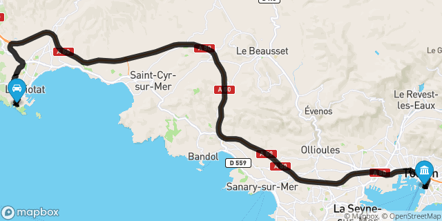 Itinéraire vers Toulon