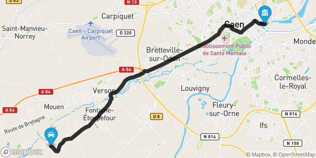 Itinéraire vers Caen
