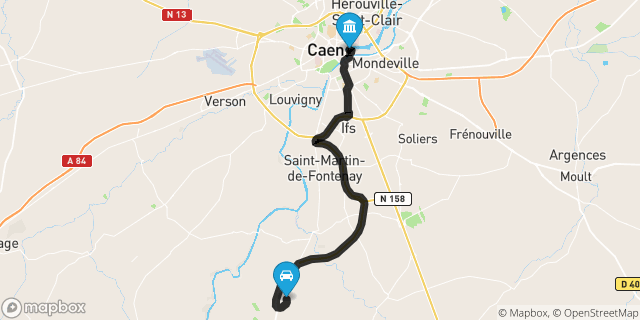Itinéraire vers Caen