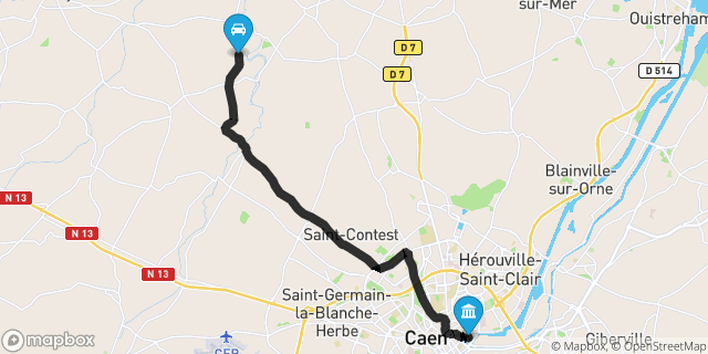 Itinéraire vers Caen