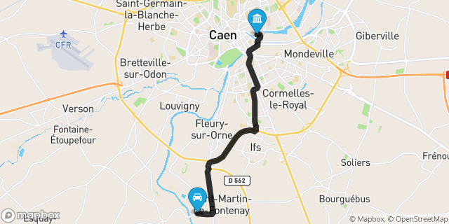 Itinéraire vers Caen