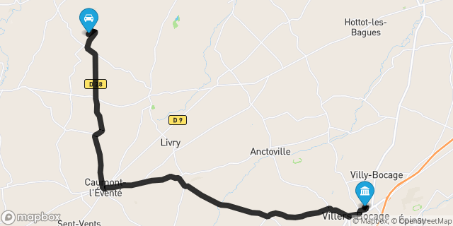 Itinéraire vers Villers-Bocage
