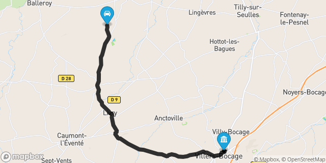 Itinéraire vers Villers-Bocage