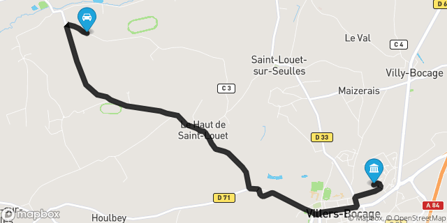 Itinéraire vers Villers-Bocage