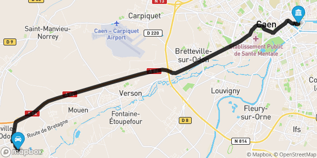 Itinéraire vers Caen