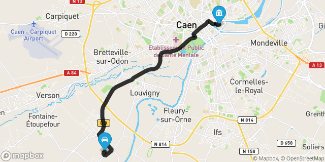 Itinéraire vers Caen