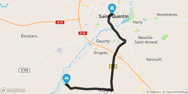 Itinéraire vers Saint-Quentin