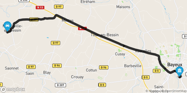 Itinéraire vers Bayeux