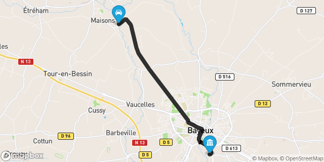 Itinéraire vers Bayeux