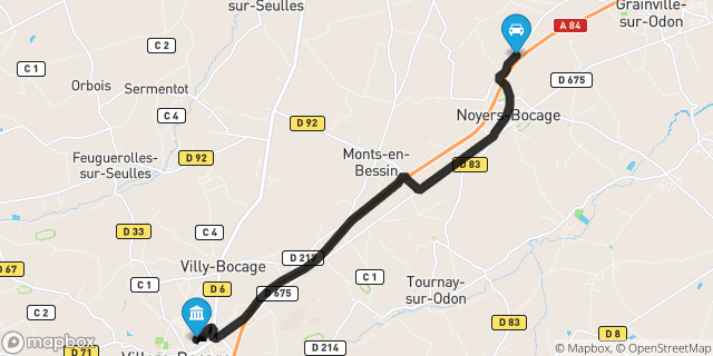 Itinéraire vers Villers-Bocage