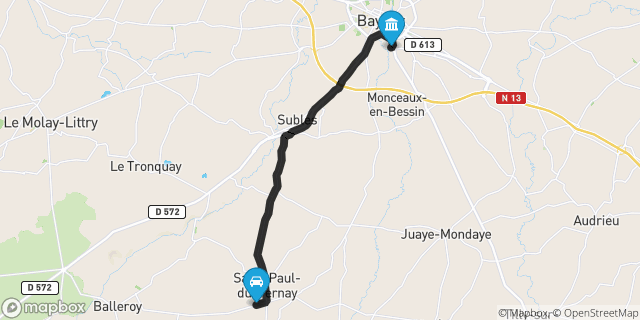 Itinéraire vers Bayeux