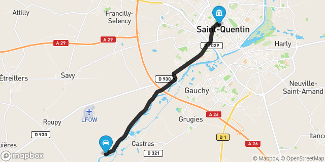 Itinéraire vers Saint-Quentin