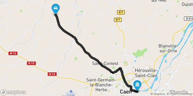 Itinéraire vers Caen