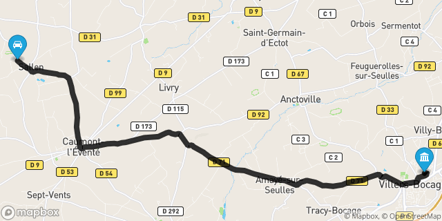 Itinéraire vers Villers-Bocage
