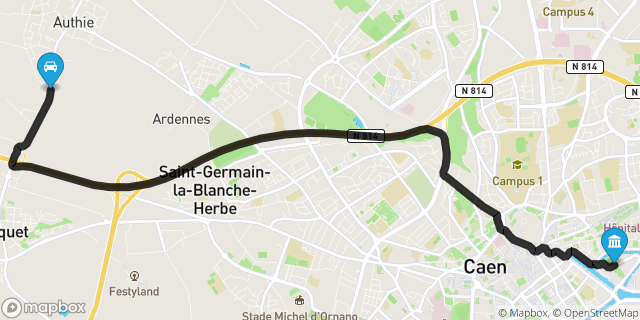 Itinéraire vers Caen