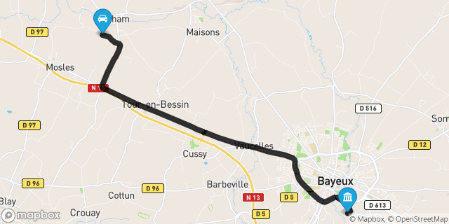 Itinéraire vers Bayeux