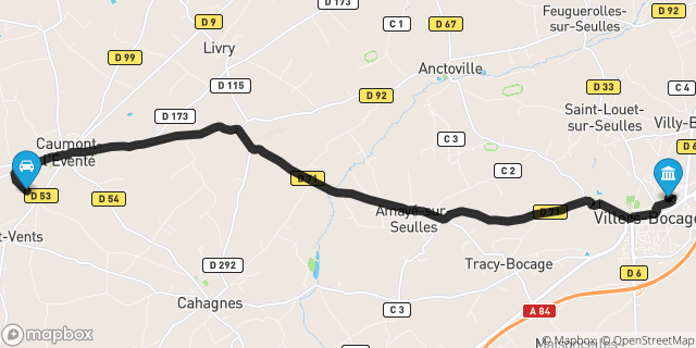 Itinéraire vers Villers-Bocage