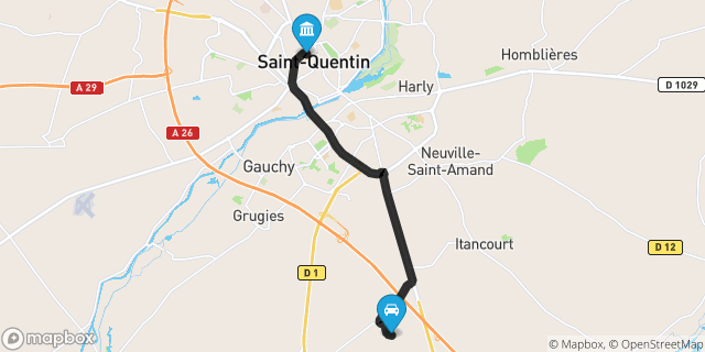 Itinéraire vers Saint-Quentin