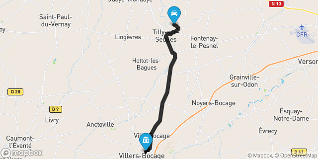 Itinéraire vers Villers-Bocage