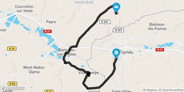 Itinéraire vers Fismes