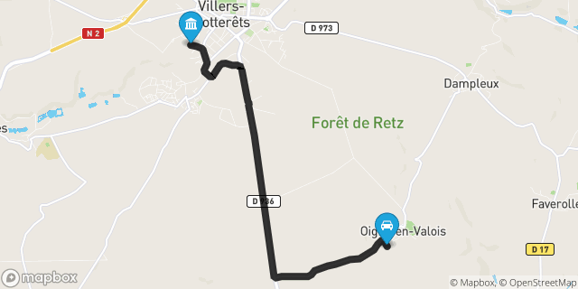 Itinéraire vers Villers-Cotterêts