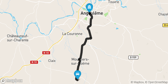 Itinéraire vers Angoulême