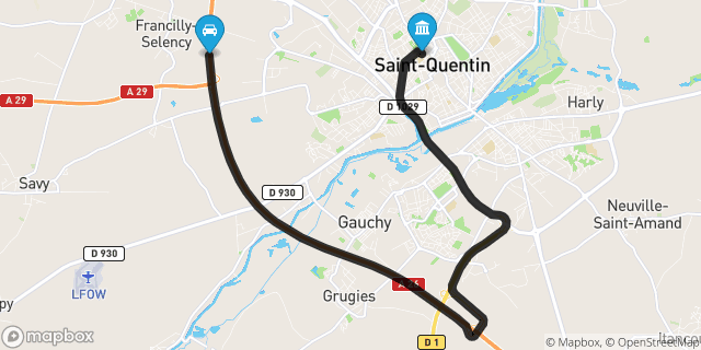 Itinéraire vers Saint-Quentin