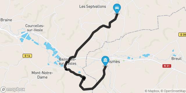 Itinéraire vers Fismes