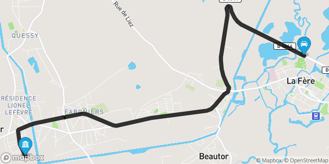 Itinéraire vers Tergnier