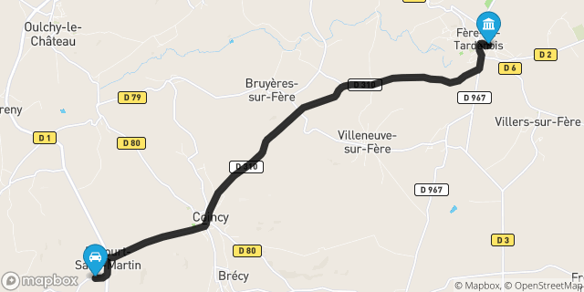 Itinéraire vers Fère-en-Tardenois