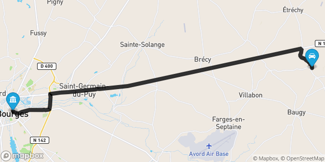 Itinéraire vers Bourges