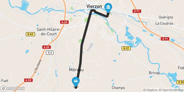Itinéraire vers Vierzon