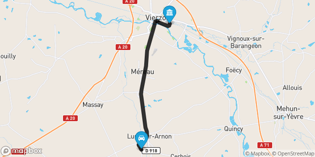 Itinéraire vers Vierzon