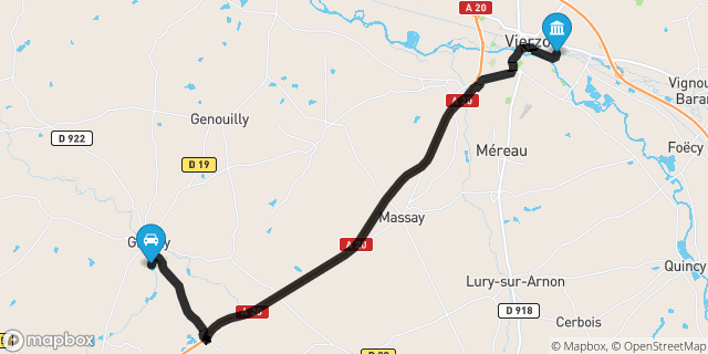 Itinéraire vers Vierzon