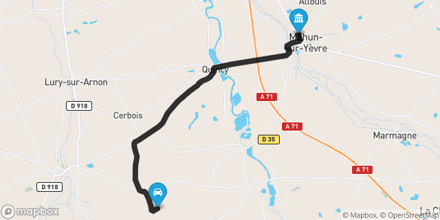 Itinéraire vers Mehun-sur-Yèvre