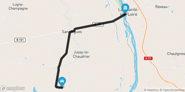 Itinéraire vers La Charité-sur-Loire