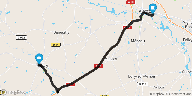 Itinéraire vers Vierzon