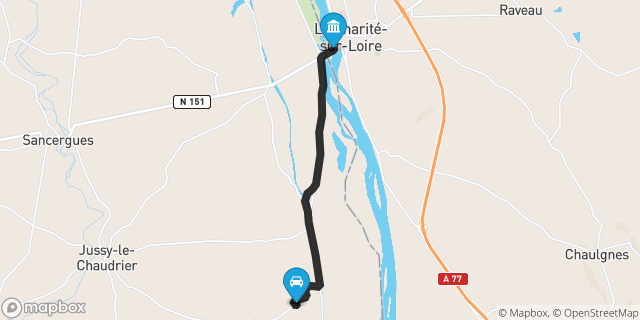 Itinéraire vers La Charité-sur-Loire