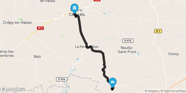 Itinéraire vers Villers-Cotterêts