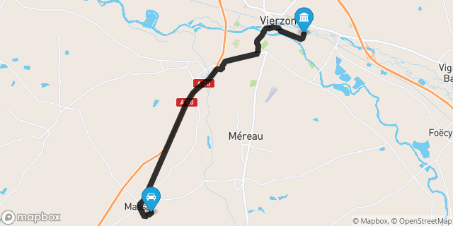 Itinéraire vers Vierzon