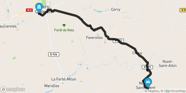 Itinéraire vers Villers-Cotterêts