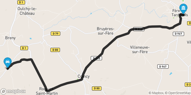 Itinéraire vers Fère-en-Tardenois