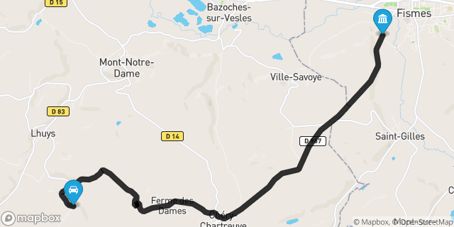 Itinéraire vers Fismes