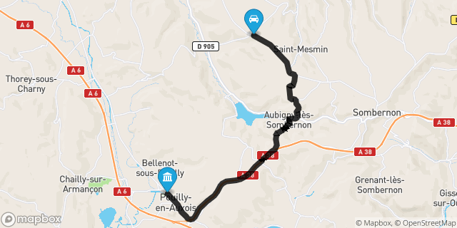 Itinéraire vers Pouilly-en-Auxois