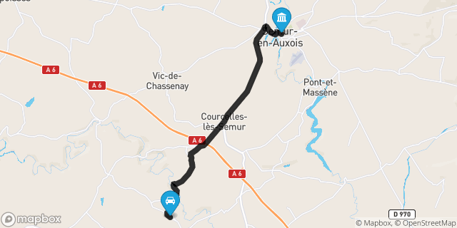 Itinéraire vers Semur-en-Auxois