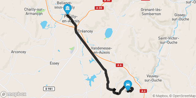 Itinéraire vers Pouilly-en-Auxois