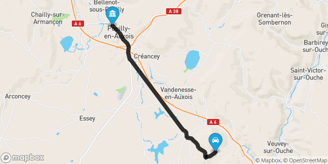 Itinéraire vers Pouilly-en-Auxois