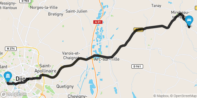Itinéraire vers Dijon