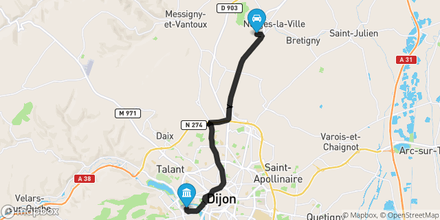 Itinéraire vers Dijon