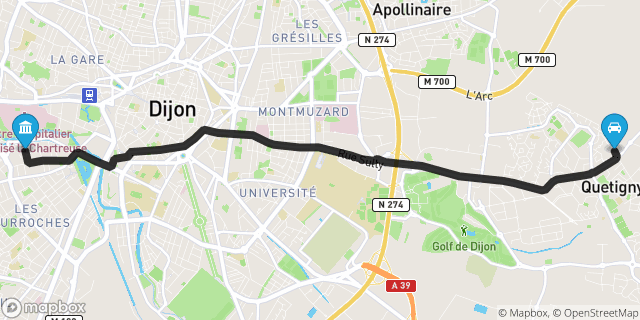 Itinéraire vers Dijon